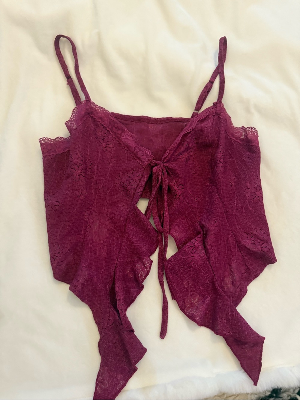 Magenta Lace Tie-Front Camisole